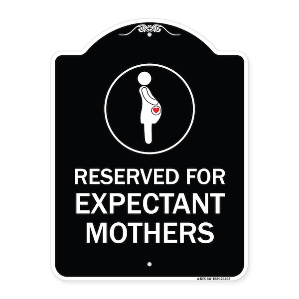 Reserved for Expectant Mothers W/ Graphic Heavy-Gauge Aluminum Sign, 18" L, 24" H, BW-1824-23202
